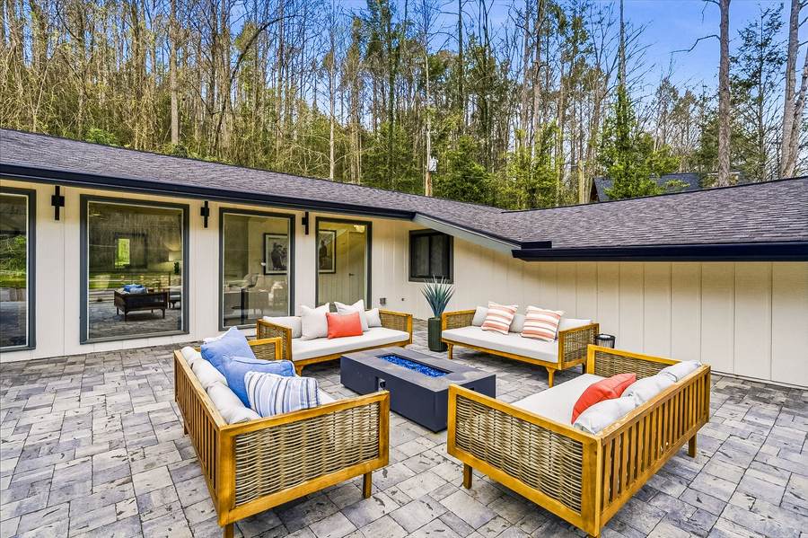 Patio with pond view